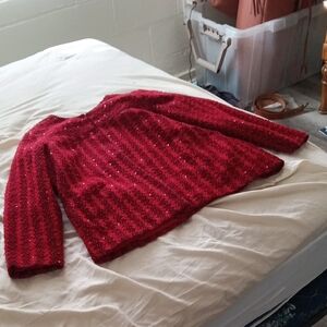 Deep Red Chunky Knit Crew Neck Sweater